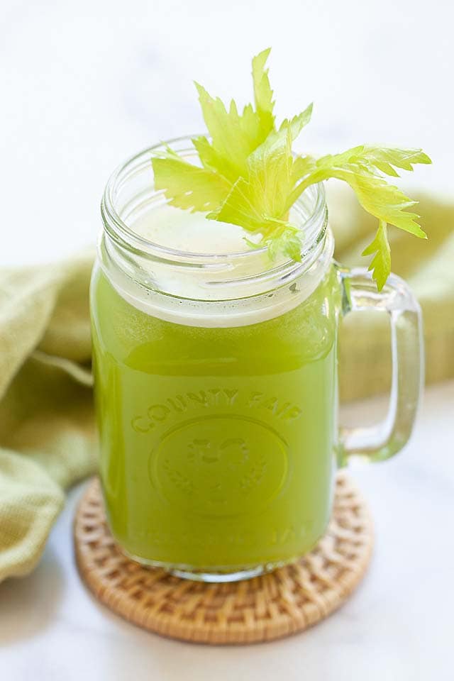 Celery juice in a glass.