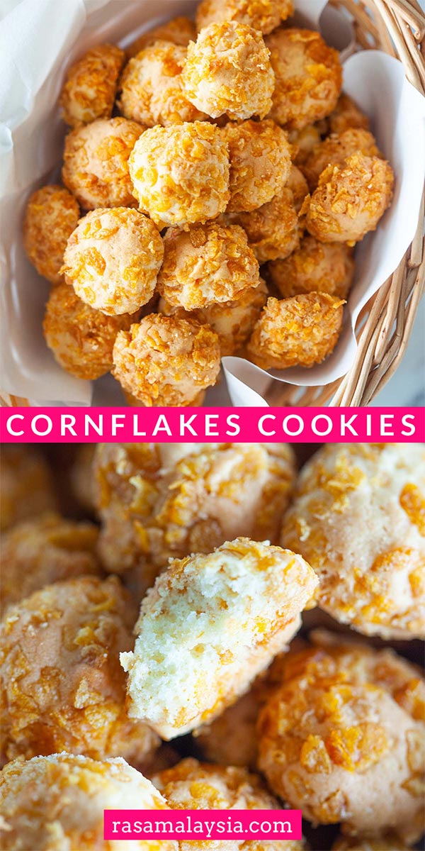 Easy cornflake cookies recipe that yields buttery, crunchy and tasty cornflake cookies. Cornflake cookies are great for Chinese New Year or festive seasons.