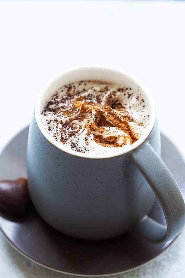 Hot chocolate at home just like Starbucks hot chocolate.