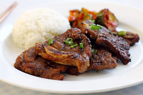 Korean short ribs or galbi in a yummy marinade and grilled to perfection.