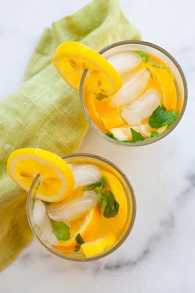 Lemonade in two glasses.