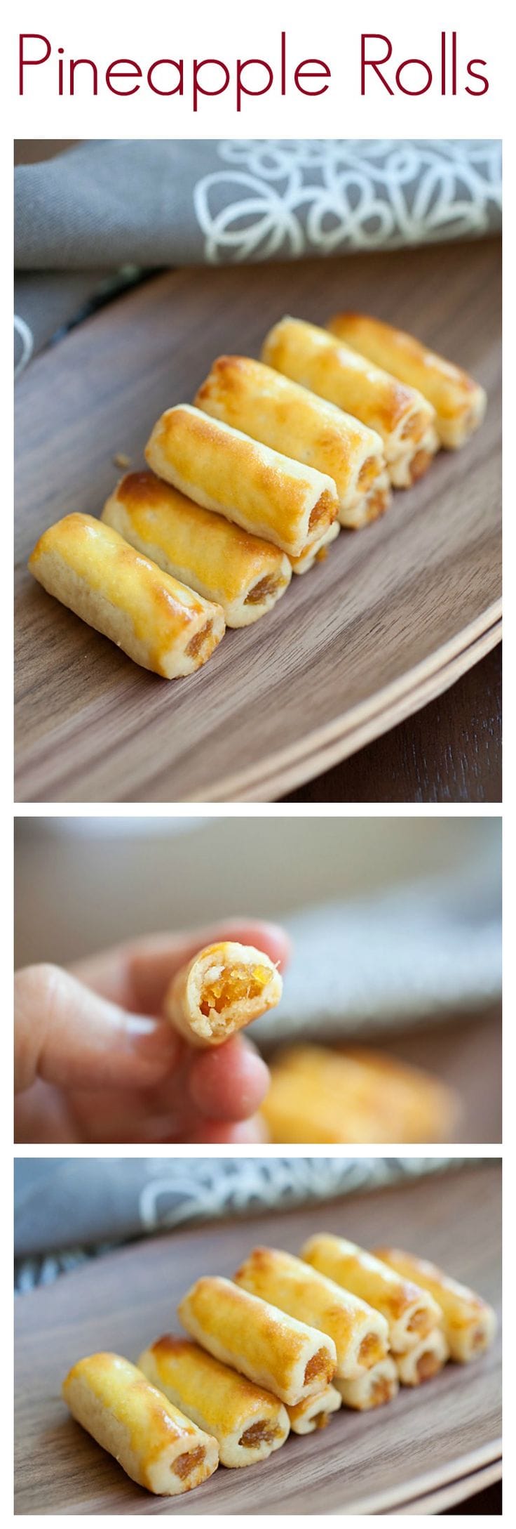Pineapple Rolls - amazing pastry filled with pineapple jam, a must-have for Lunar New Year in Southeast Asia | rasamalaysia.com