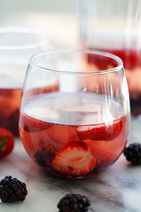 Easy homemade summer Rosé Sangria with fresh berries.